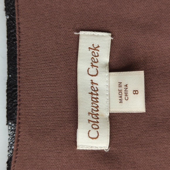 Coldwater Creek Lace Floral Cowl Neck Ruched Formal Dress 8 Black Brown - Picture 3 of 16